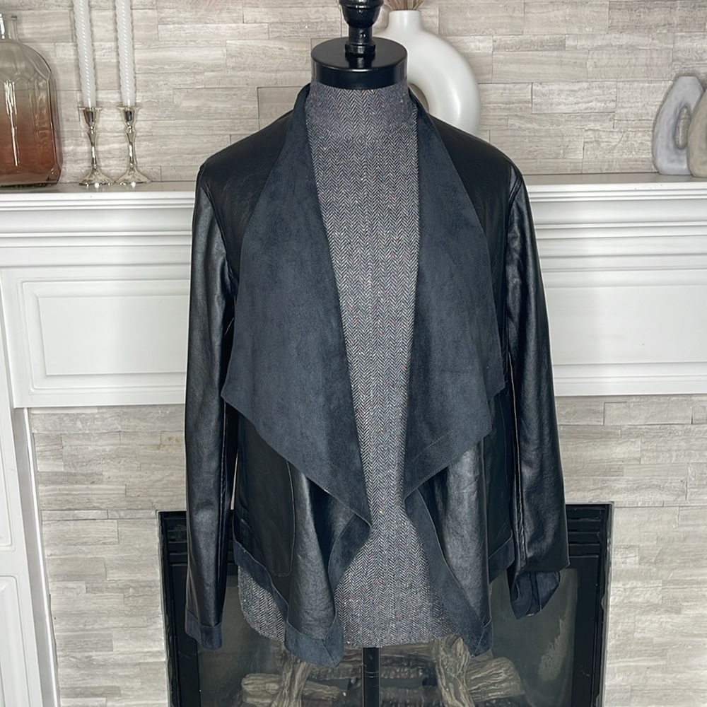 BB Dakota Reversible Faux Leather Drape Jacket Size Medium